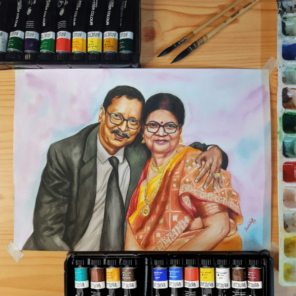 Couple Watercolor Portrait (2 Faces)