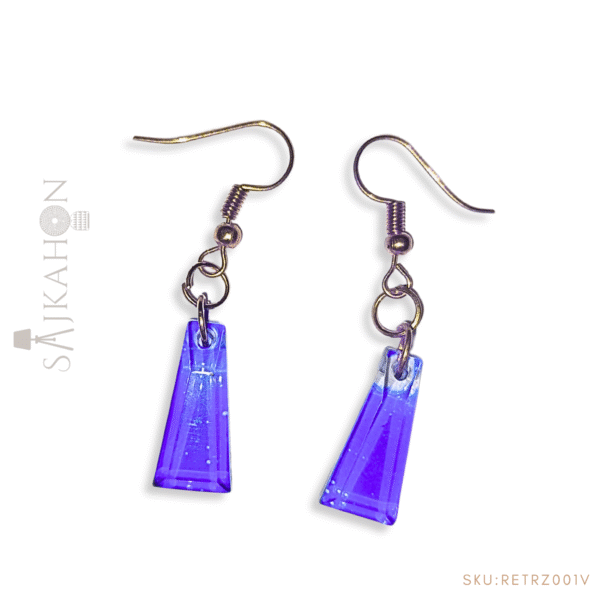 Midnight Bloom – Handcrafted Violet Resin Resin Drop Earrings