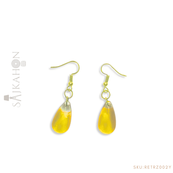 Sunlit Drops – Handcrafted Yellow Resin Drop Earrings