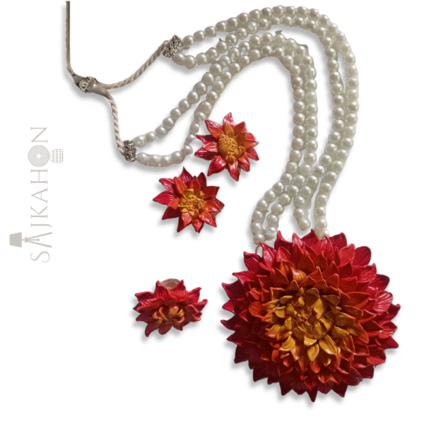 Chrysanthemum Bloom – Handcrafted Clay & Beads Jewellery Set
