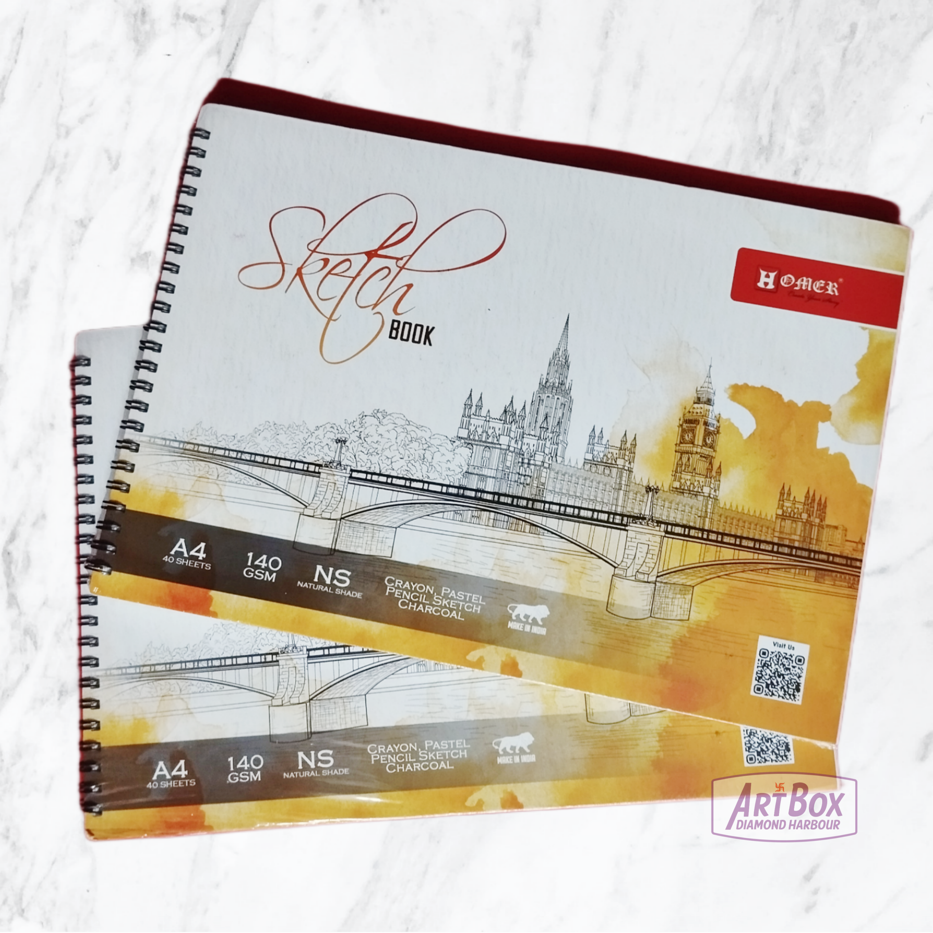 Homer A4 Spiral Sketch Book – 140 GSM, Natural Shade