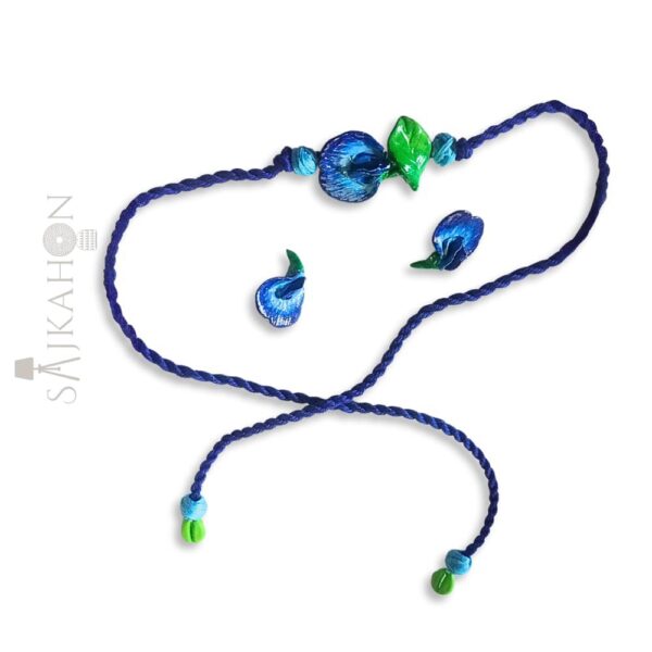 Blue Aparajita – Floral Clay Necklace & Earrings
