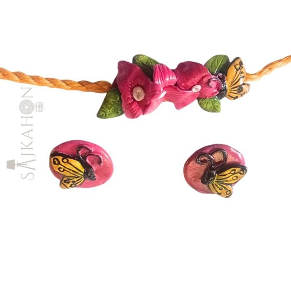 Golden Wings & Scarlet Bloom Clay Jewellery Set
