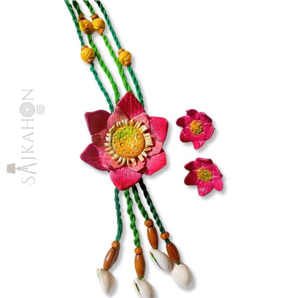 Crimson Lotus Clay Beads Jewellery Set