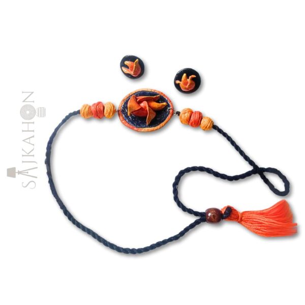 Bold Polash Flower Clay Jewellery Set