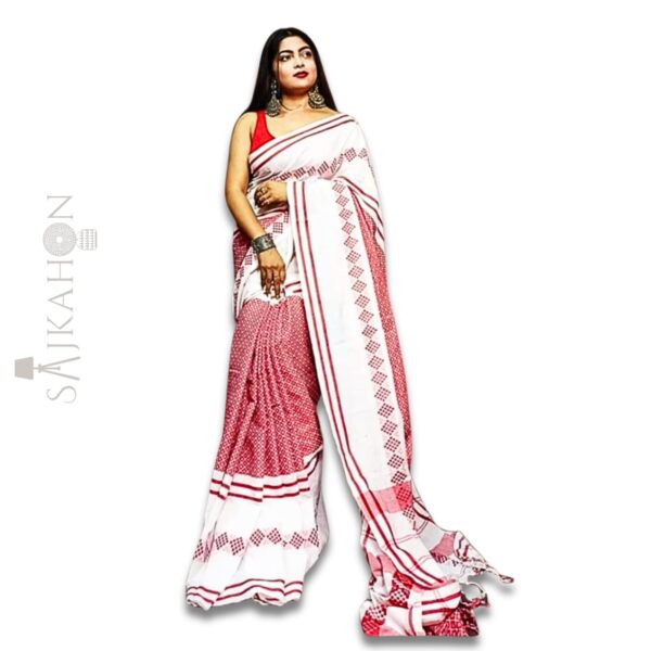 Khadi Cotton Saree with All-Over Weaving | Blouse Piece Included