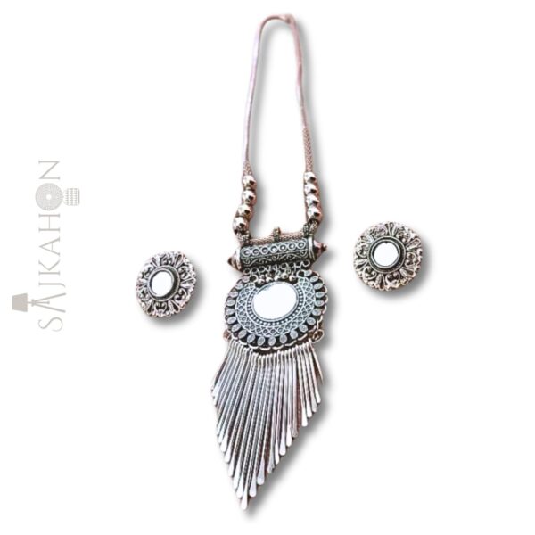 Tribal Mirror Fringe Necklace Set
