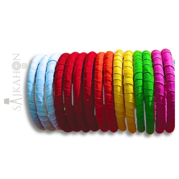 Handcrafted Multicoloured Thread Bangle Set (Set of 15)