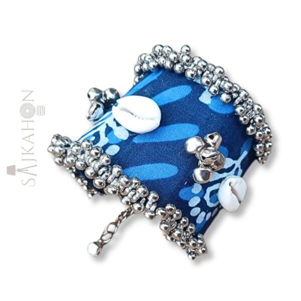 Ethnic Fabric Cuff Bracelet with Cowrie & Bells
