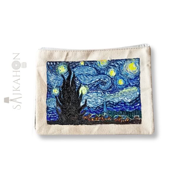 Starry Night – Hand-Painted Pouch Bag