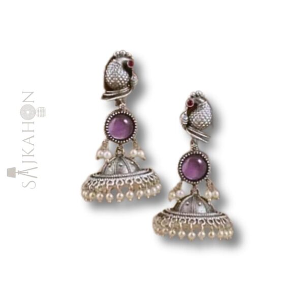 Peacock Charm Oxidized Earrings