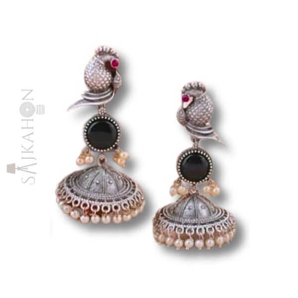Peacock Charm Oxidized Earrings