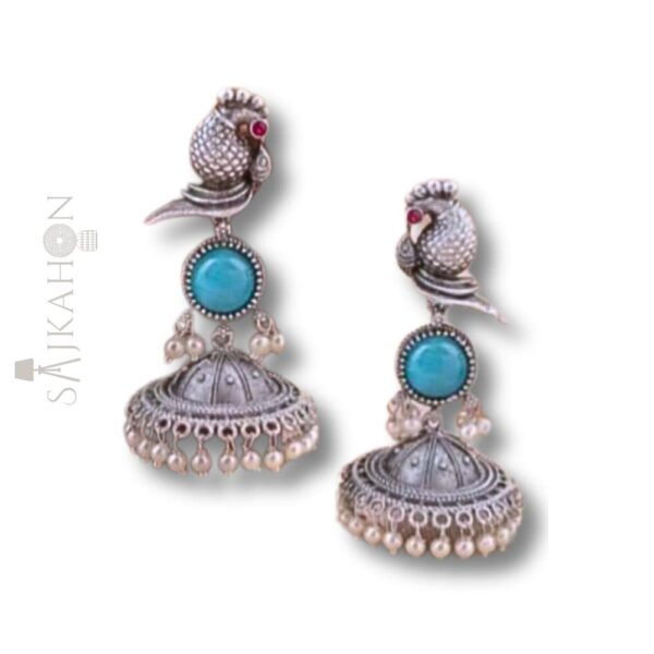 Peacock Charm Oxidized Earrings