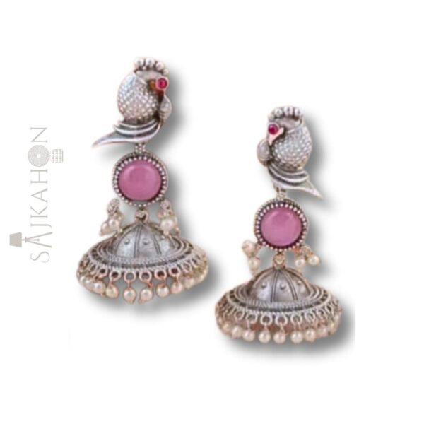 Peacock Charm Oxidized Earrings