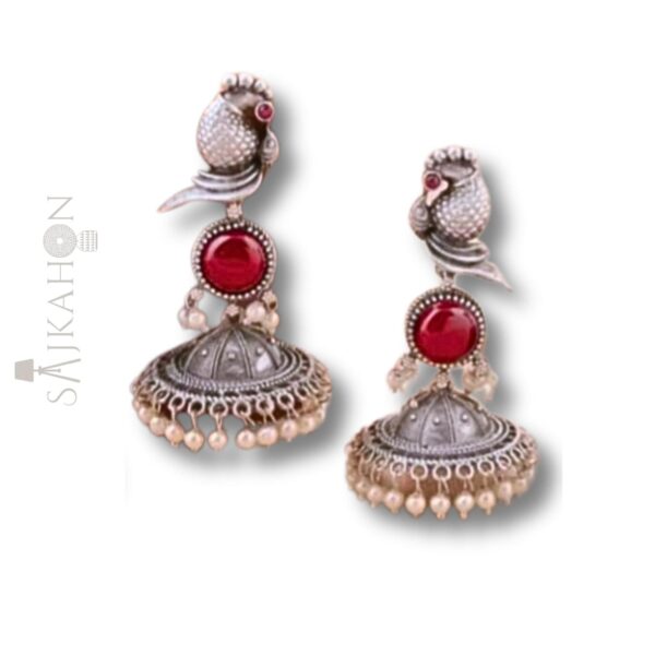 Peacock Charm Oxidized Earrings