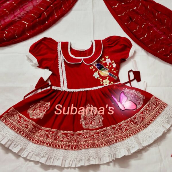 Pure cotton hand-painted baby frock 6-12 months