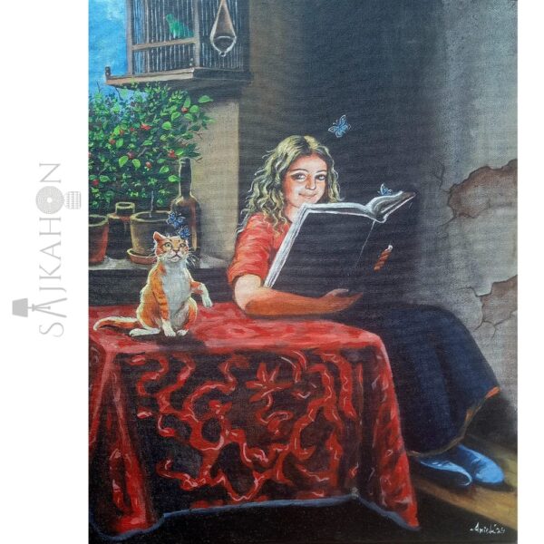 In Her Own Little World – Acrylic Painting (16x20 Canvas)