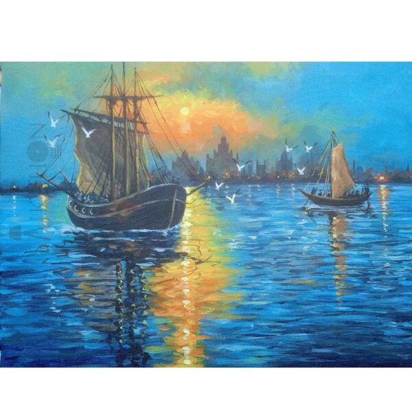 Sailing into the Sunset – Acrylic Painting on 16x20 Inch Canvas