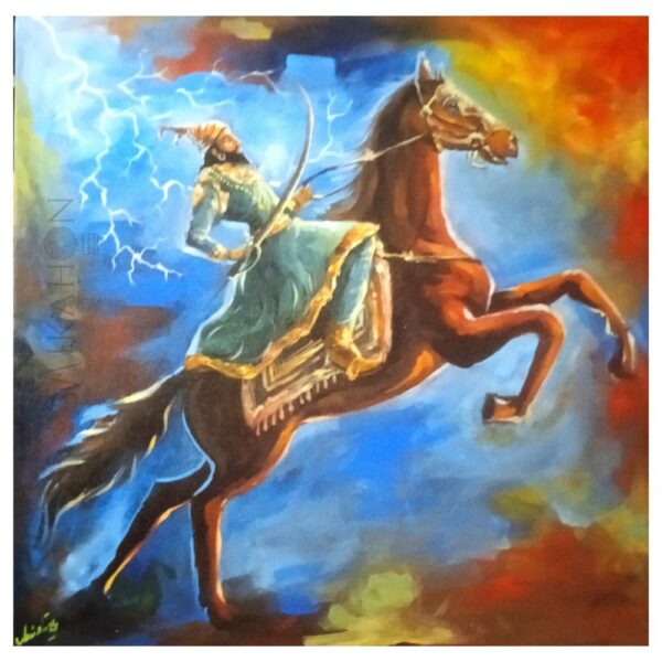 Shivaji Maharaj in Battle – Acrylic Painting (20x20)
