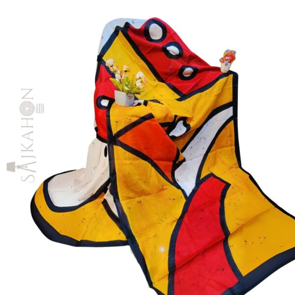 Hand Printed Cotton Malmal Saree with Blouse Piece | Pure Cotton