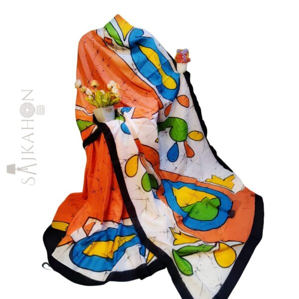 Hand Printed Cotton Malmal Saree with Blouse Piece | Pure Cotton