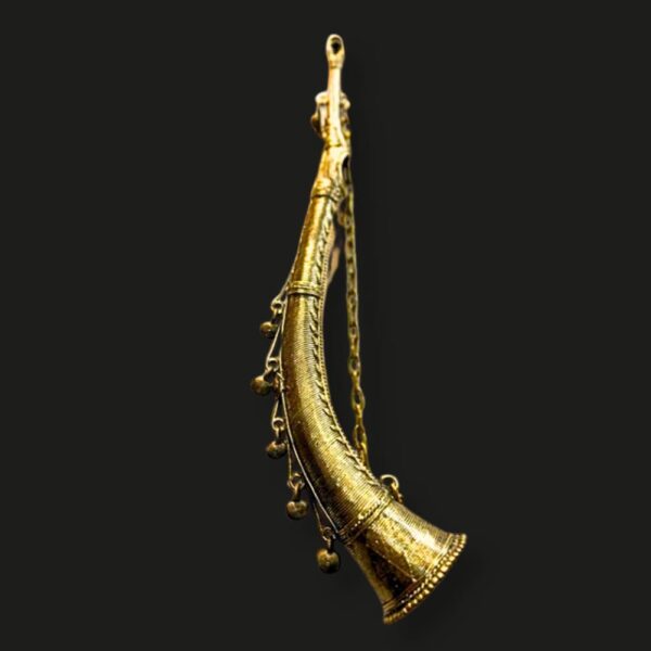 Traditional Dhokra Turi – 14 Inch Brass Wind Instrument Showpiece