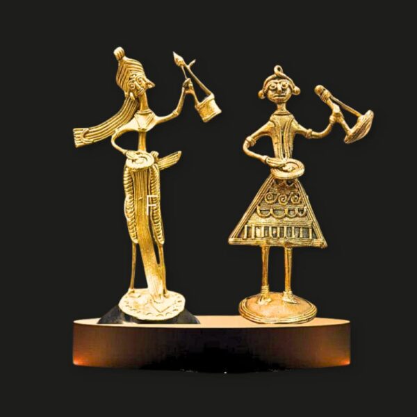 Baul Folk Singer Dhokra Showpieces (6 x 3 Inch, Brass Art)
 -Set of 2