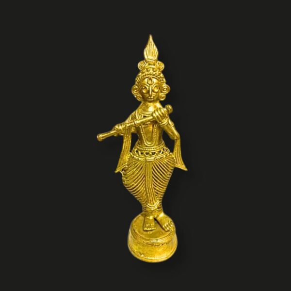 Dhokra Krishna Idol – 6.5 x 2.5 Inch Handcrafted Brass Art