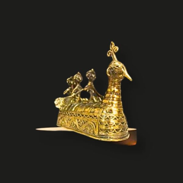 Peacock Boat Dhokra Showpiece – Tribal Journey in Brass