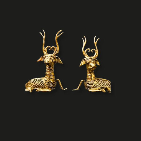 Dhokra Deer Pair – Grace in Brass (4 x 4 inch each)