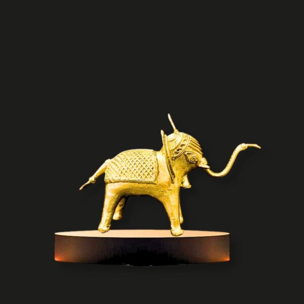 Majestic Dhokra Elephant – Handcrafted Brass Art (4 x 6 Inch)