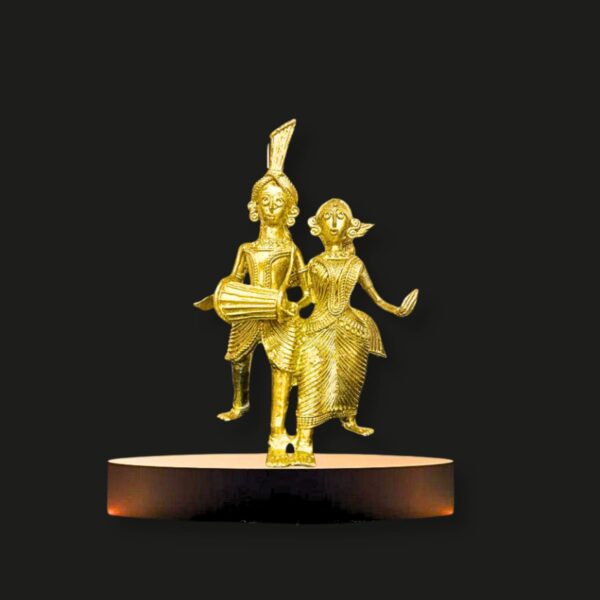 Jora Adibashi – Tribal Couple Dhokra Art (5 x 3.5 Inch)