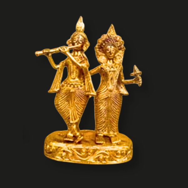 Radha Krishna Dhokra Brass Idol – 6.5 x 4 Inch