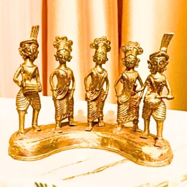 Adibashi Nachni Set – Tribal Dhokra Brass Art - Set of 5 (6 x 5.5 Inch)