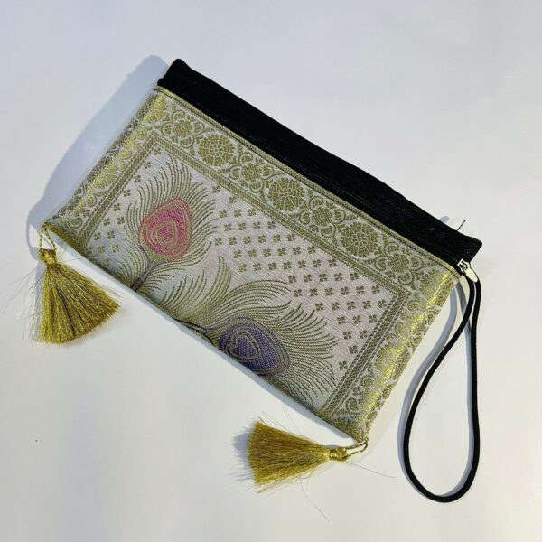 Elegant Banarasi Handmade Wallet – 10x5 inch | 3 Zip Closure | Lightweight & Stylish