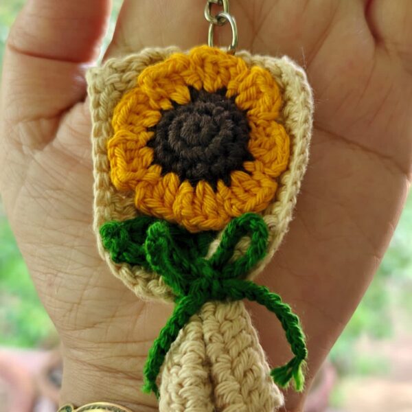 Handmade Crochet Sunflower Keychain – Cute & Cheerful