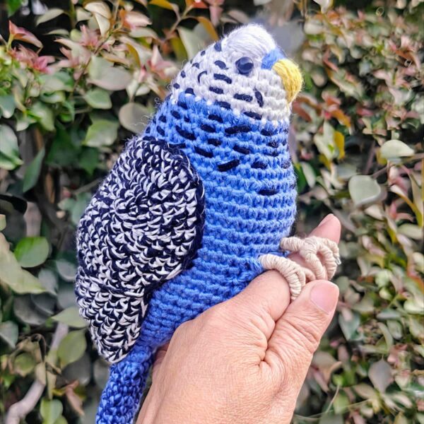 Handmade Crochet Budgie Bird – Blue Parrot Plush