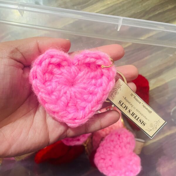 Handmade Pink Heart Crochet Charm | Keychain, Phone Charm, Bag Charm & Key Charm | Soft Eco-Friendly Gift