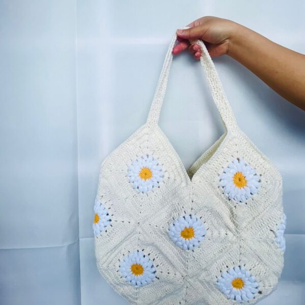 Handcrafted Crochet White Tote Bag | Eco-Friendly Elegant Shoulder Bag for Everyday Use